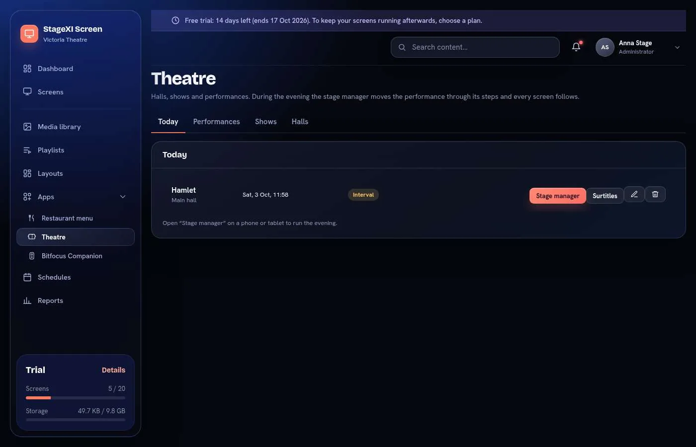 The Theatre page