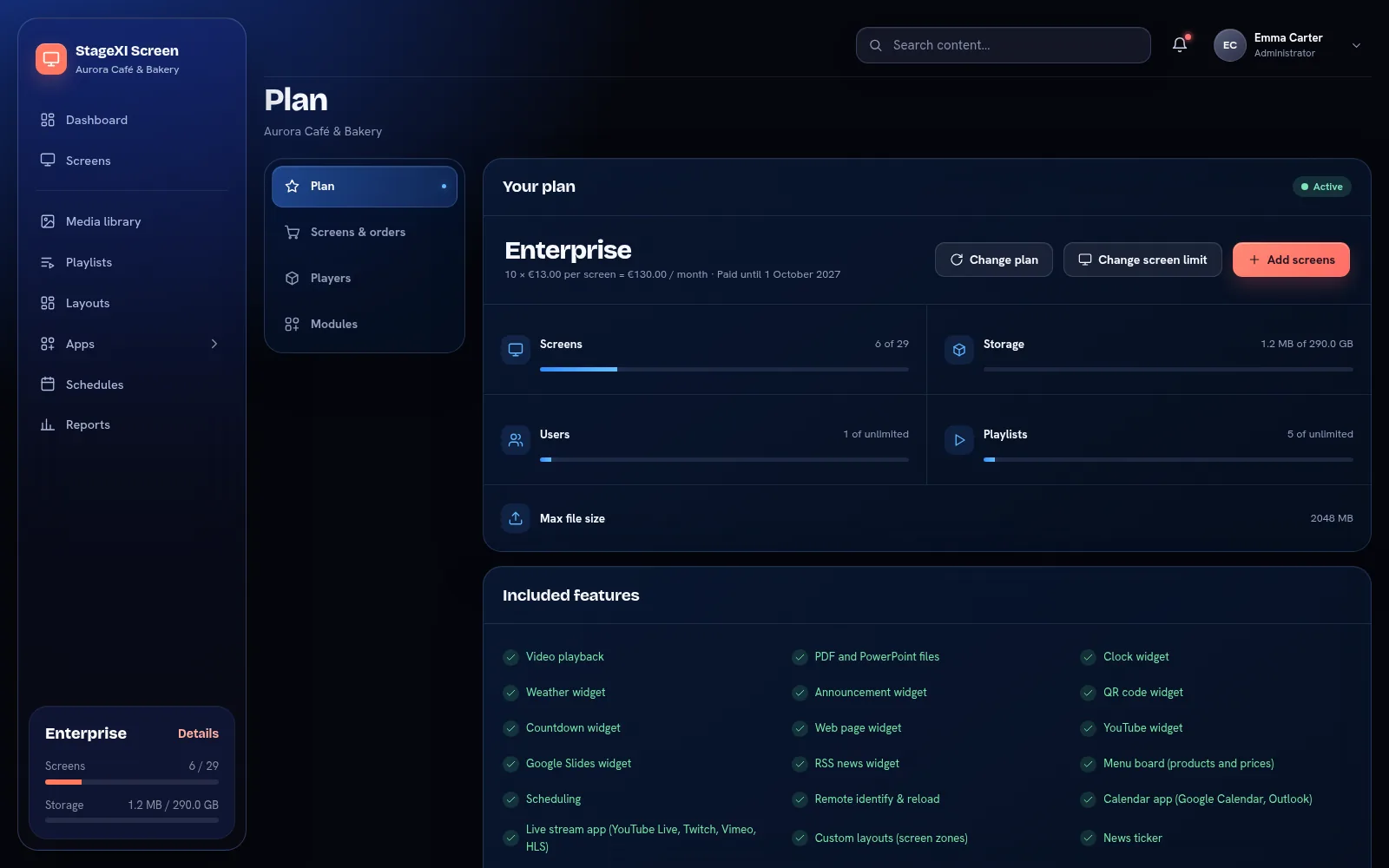 The Plan page