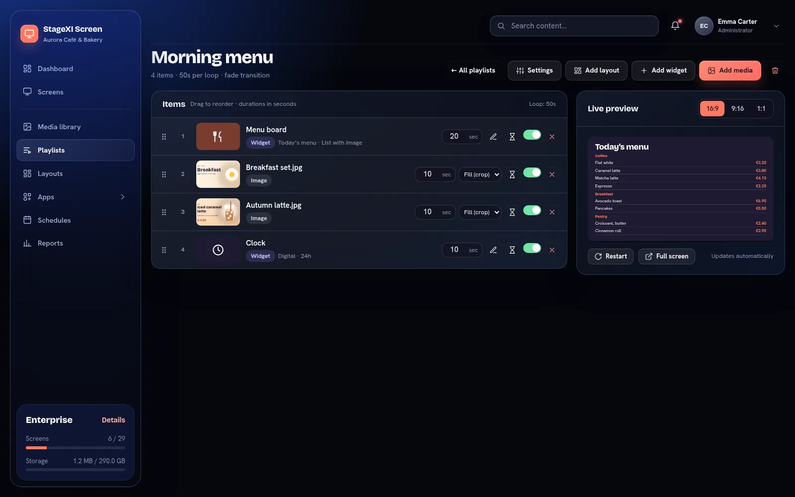 The playlist editor