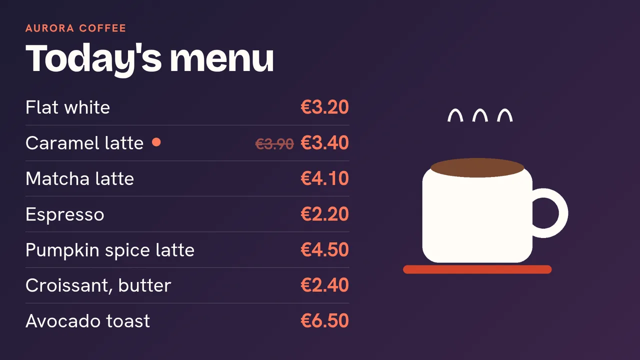 Menu board